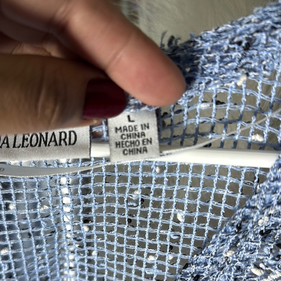 Nina Leonard Blue Asymmetrical 3/4 Sleeve Blouse - Picture 7 of 8